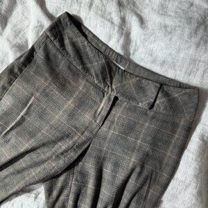 grey plaid wool blend trousers